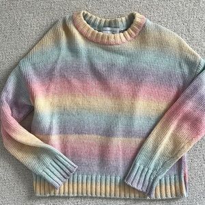 Something Navy Pastel Rainbow Ombre Sweater